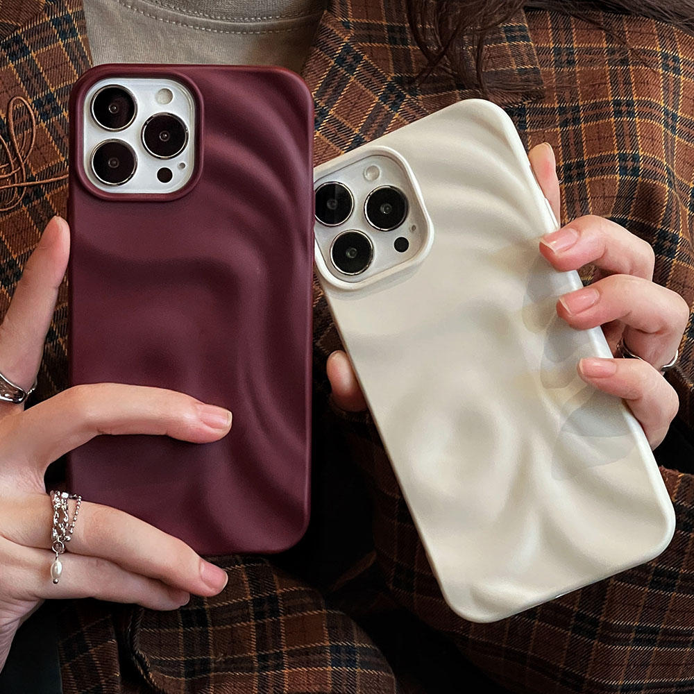 Phone Cases Ysl - Ins Winter Wine Red 3D Pleats