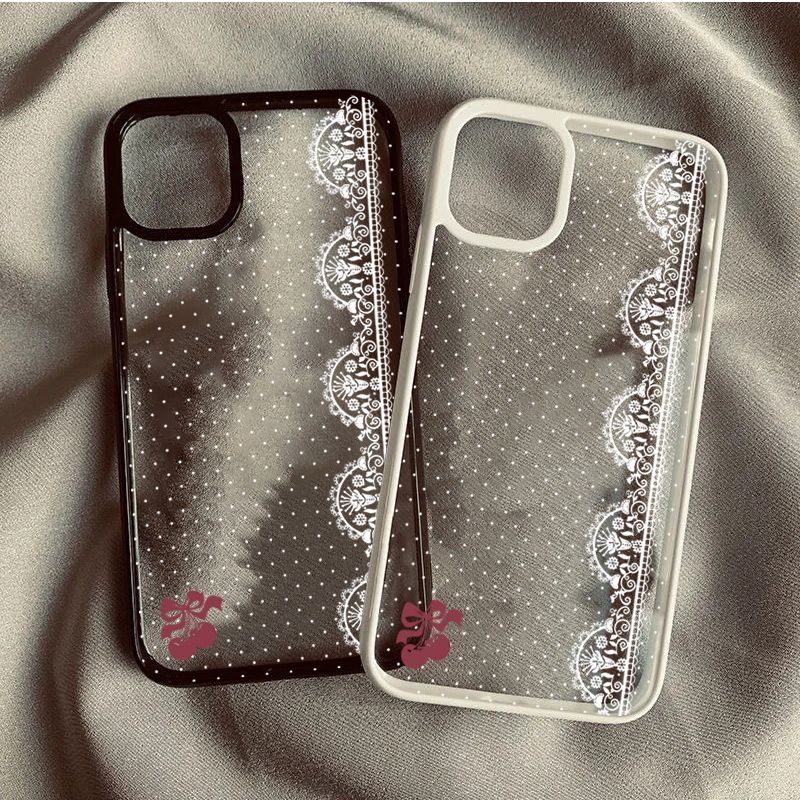 Phone Cases Polka Dot - Cute Cherry Bow White Lace Polka