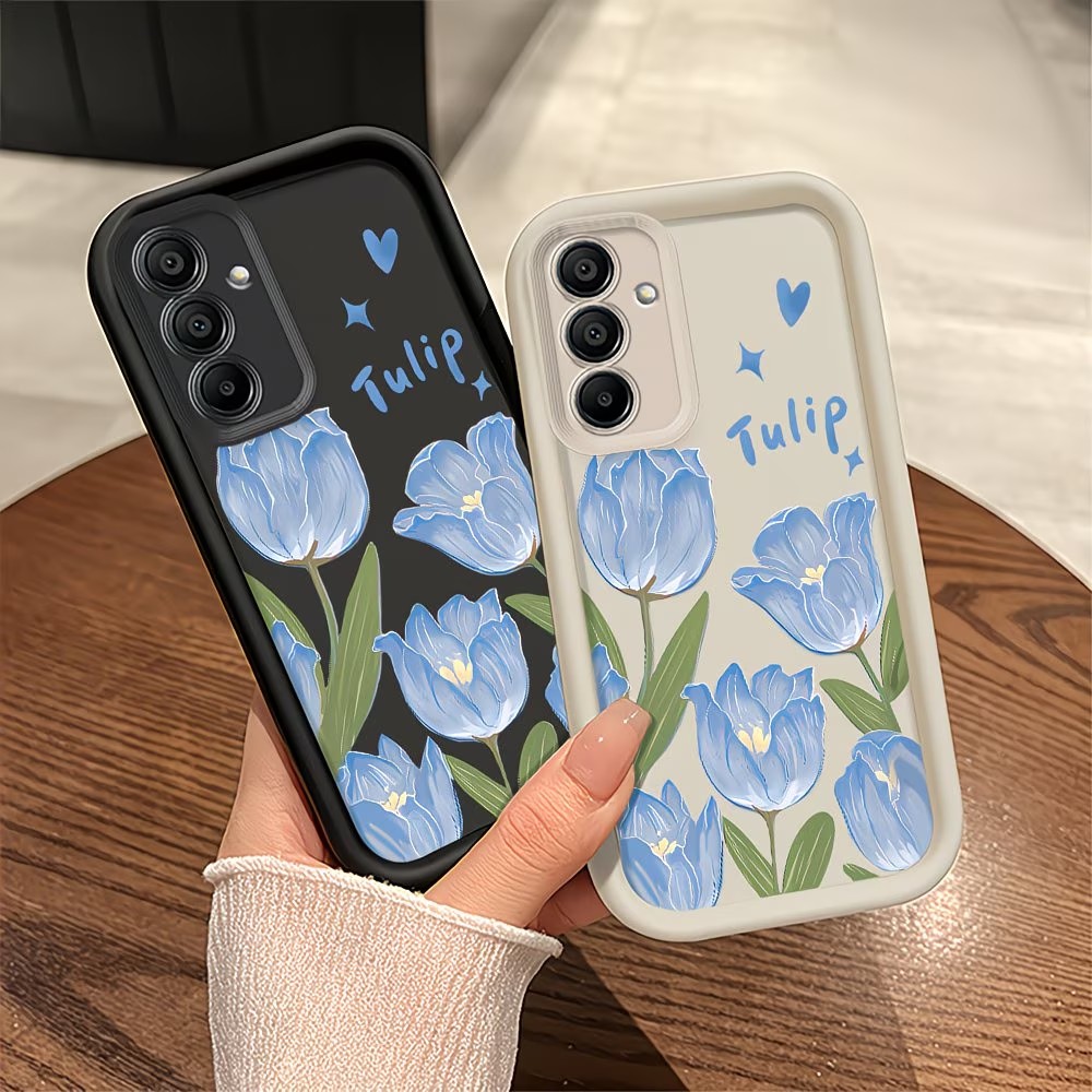 Phone Cases Blue - Blue Tulip Print Phone Case For