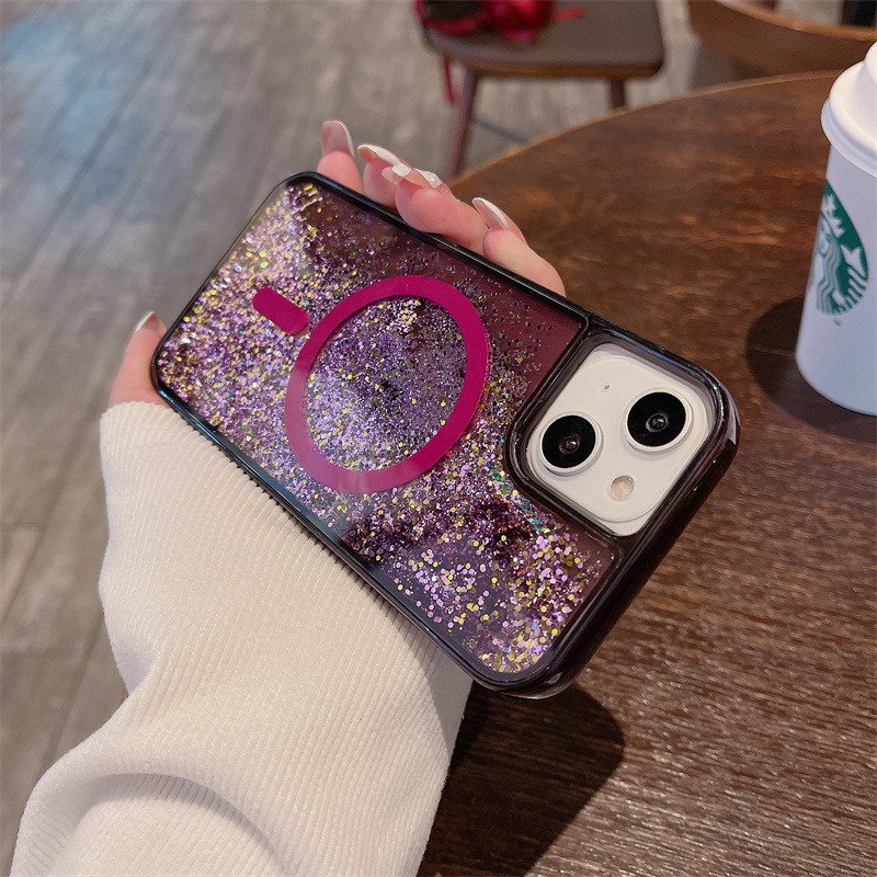 Phone Cases Ysl - Luxury Magnetic Magnets Quicksand Case Cover