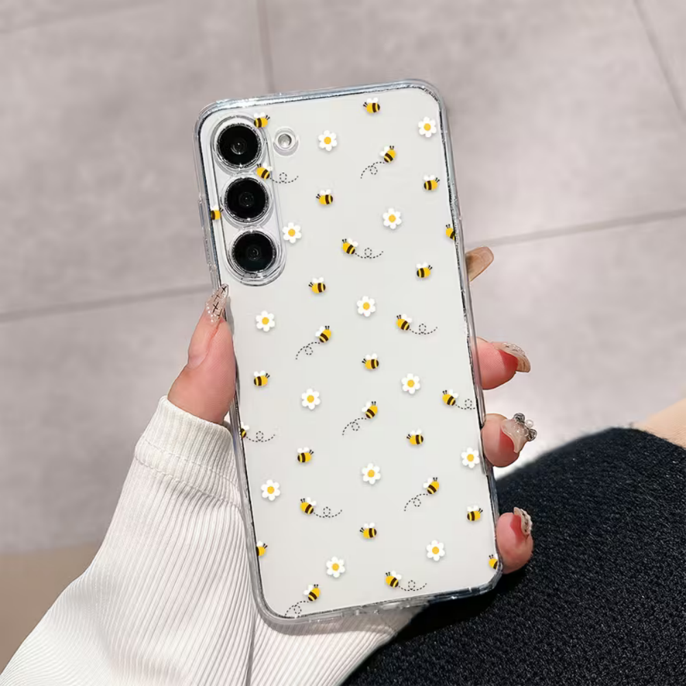 Phone Cases Samsung S25 Ultra - Bee White Flower Phone Case For