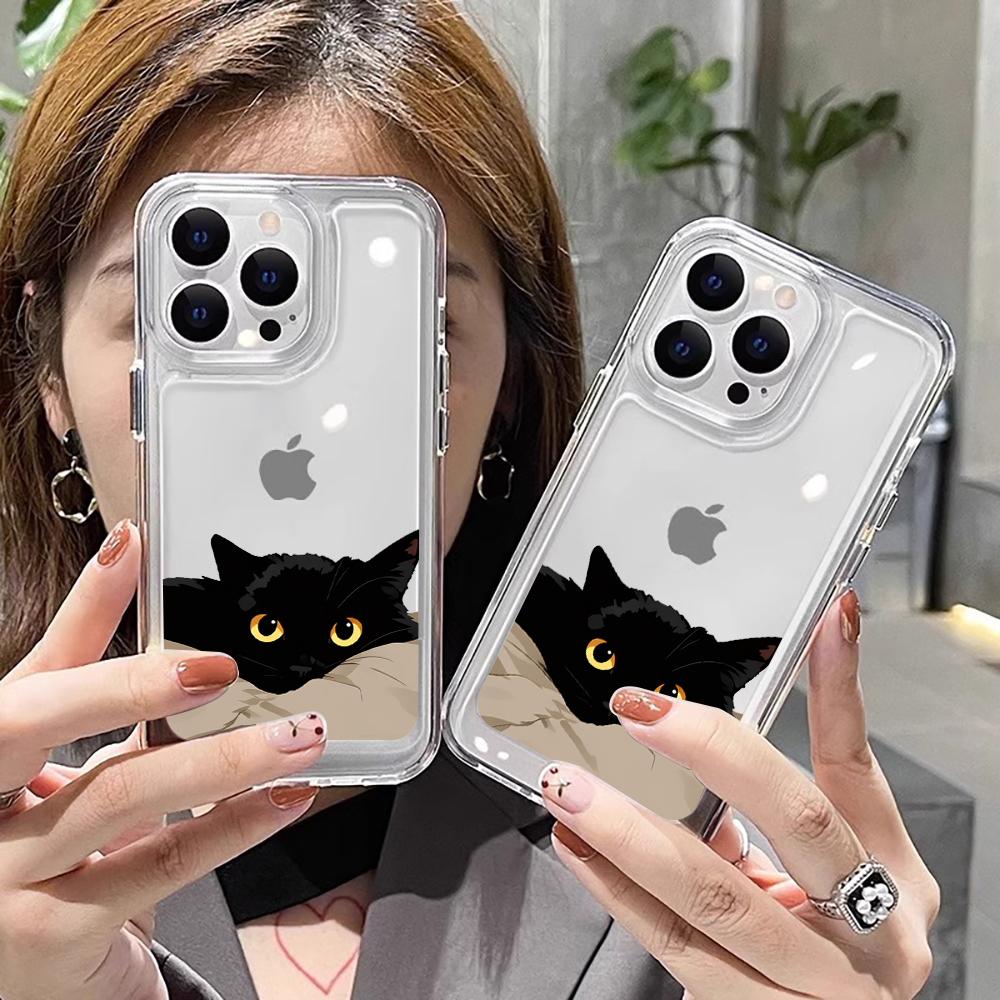 Black Cat Funny Couple Fashion - Phone Cases Cat บทวิจารณ์และราคา