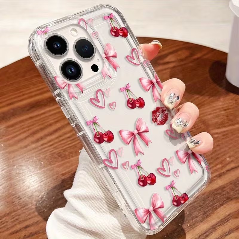 Red Bow Cherry Silicone Clear  - Phone Cases For Samsung S21 5G บทวิจารณ์และราคา