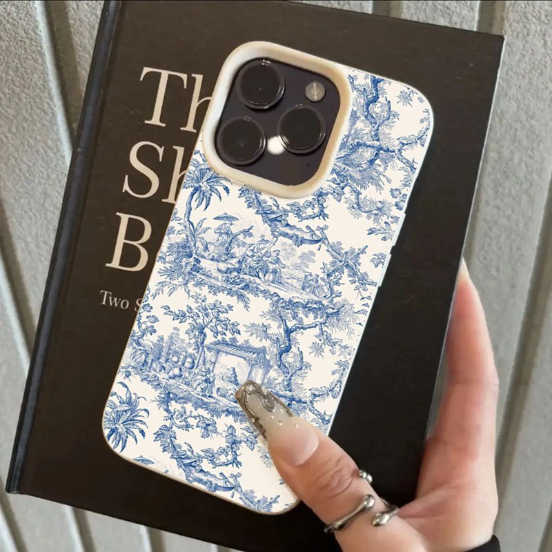 Fashion Blue White Porcelain P - Phone Cases Blue บทวิจารณ์และราคา