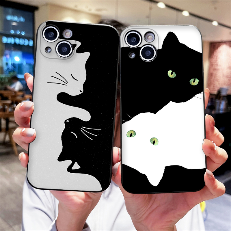Cartoon Black White Cat Lovers - Phone Cases Cat บทวิจารณ์และราคา