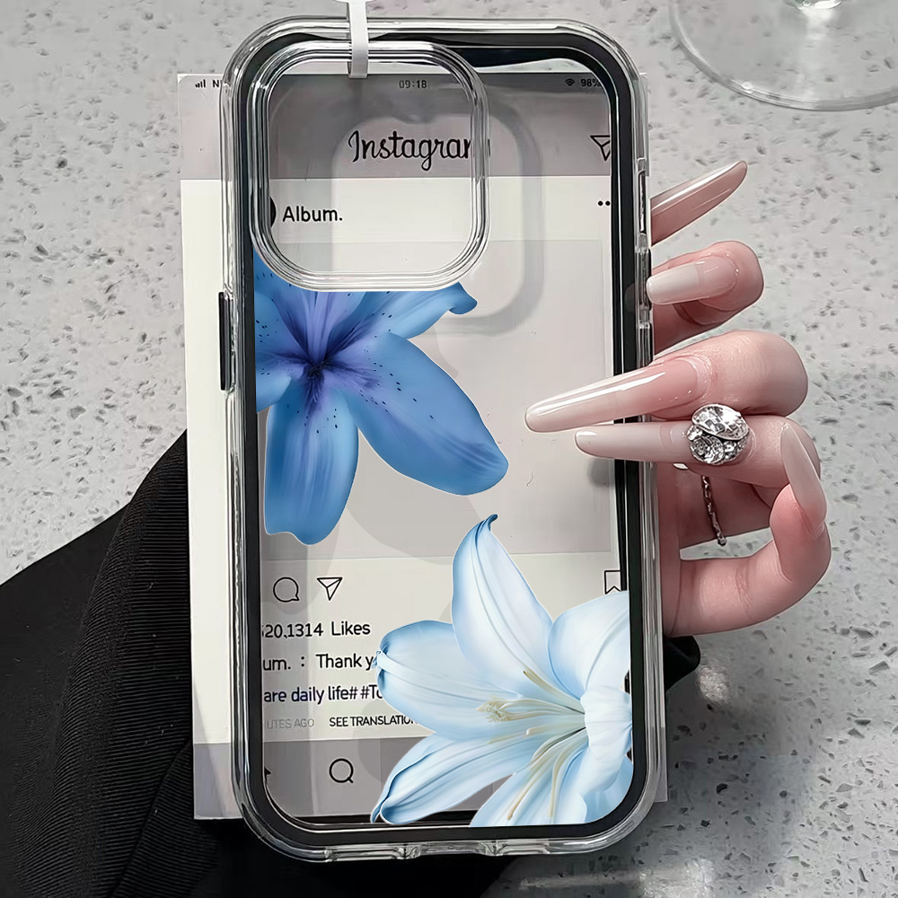 Blue Lily Flower Clear Phone C - Phone Cases Blue บทวิจารณ์และราคา
