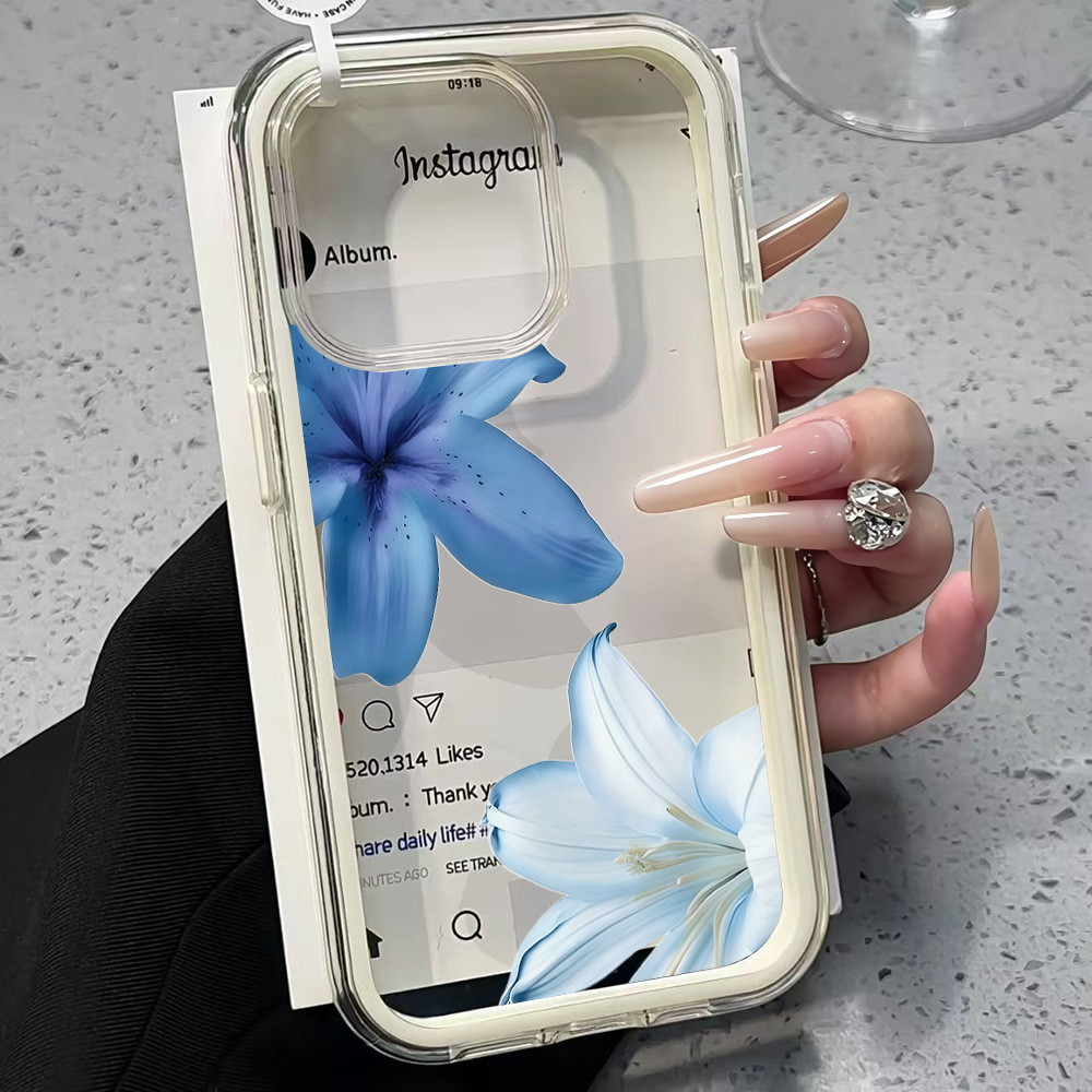 Blue Lily Flower Clear Phone C - Phone Cases Blue บทวิจารณ์และราคา