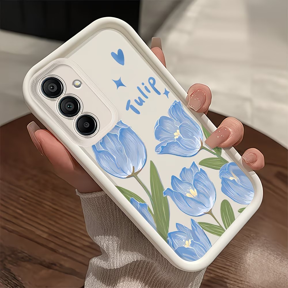 Blue Tulip Print Phone Case Fo - Phone Cases Blue บทวิจารณ์และราคา