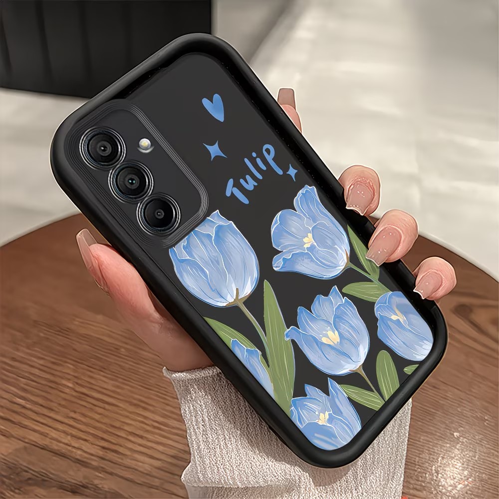 Blue Tulip Print Phone Case Fo - Phone Cases Blue บทวิจารณ์และราคา