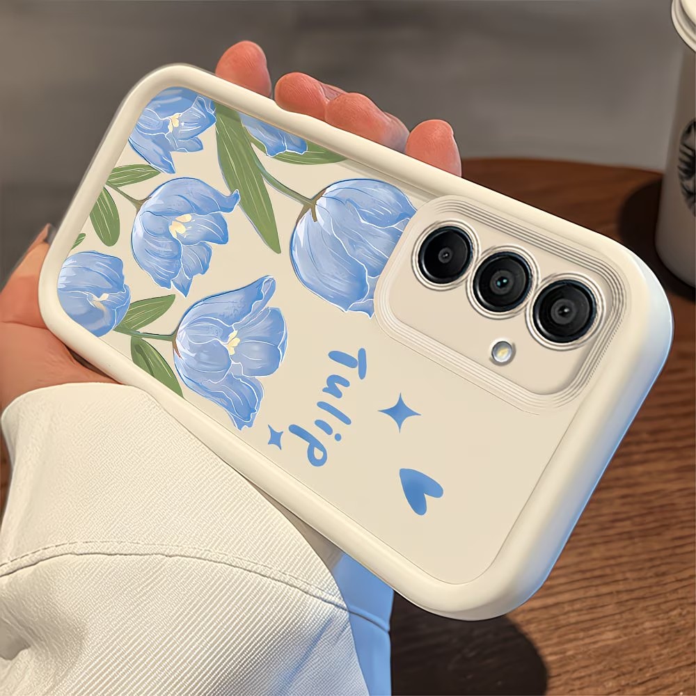 Blue Tulip Print Phone Case Fo - Phone Cases Blue บทวิจารณ์และราคา