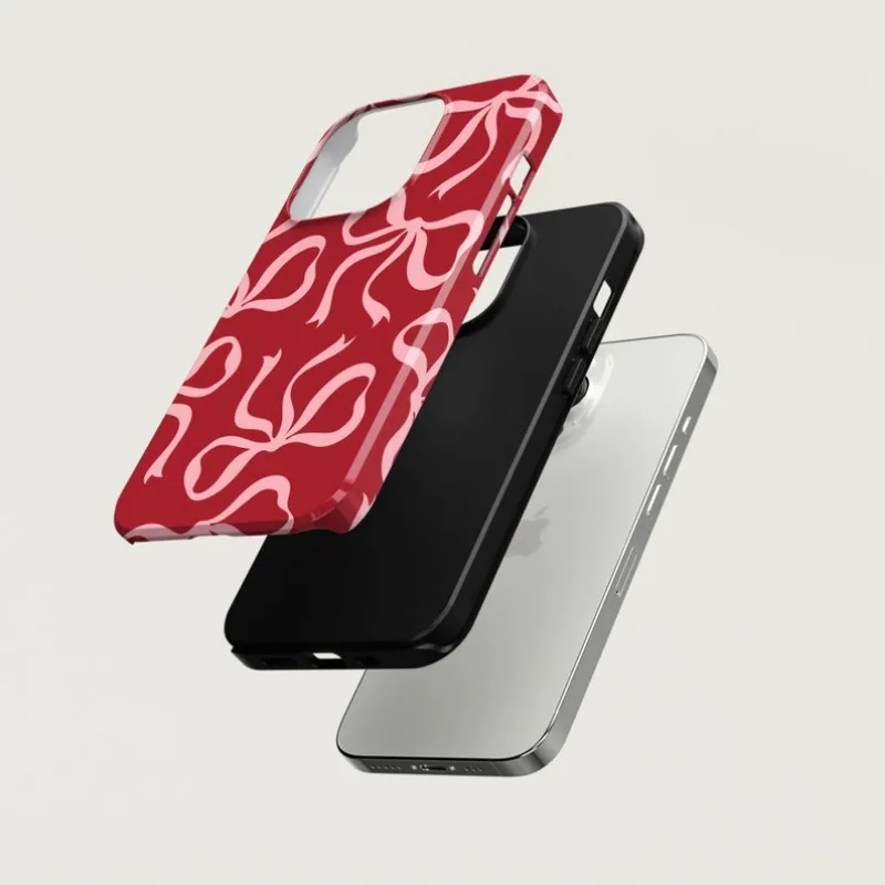 Pink Bows on Red Case For IPHO - Phone Cases Ysl บทวิจารณ์และราคา