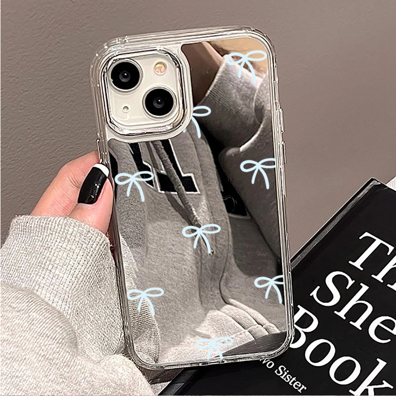 Light Blue Bow Mirror Phone Ca - Phone Cases Blue บทวิจารณ์และราคา