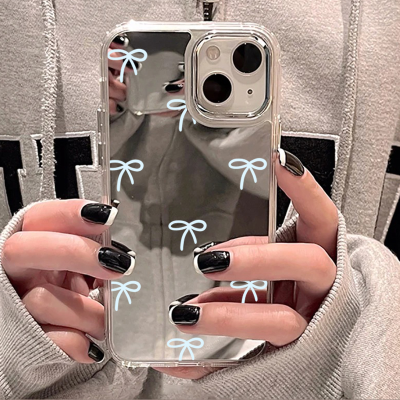 Light Blue Bow Mirror Phone Ca - Phone Cases Blue บทวิจารณ์และราคา