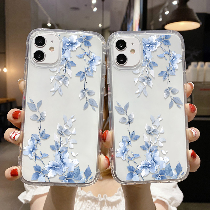 Blue Flower Transparent Phone  - Phone Cases Blue บทวิจารณ์และราคา