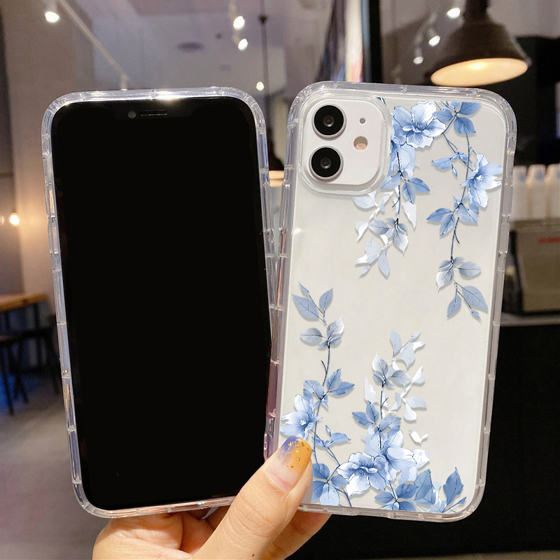 Blue Flower Transparent Phone  - Phone Cases Blue บทวิจารณ์และราคา