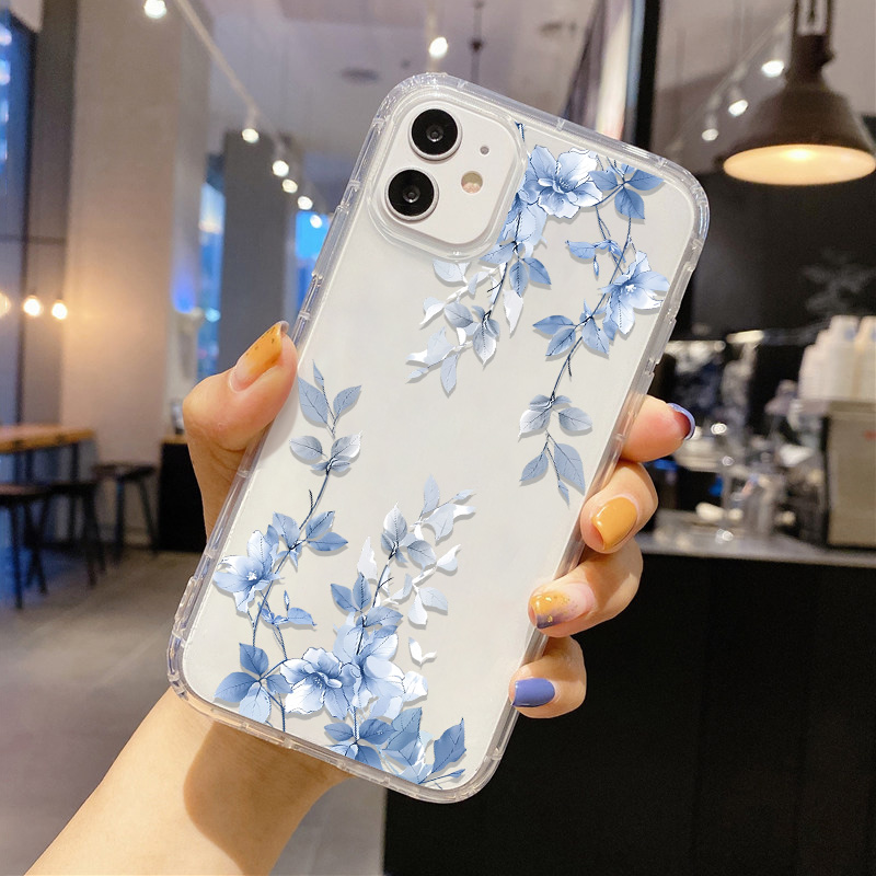 Blue Flower Transparent Phone  - Phone Cases Blue บทวิจารณ์และราคา